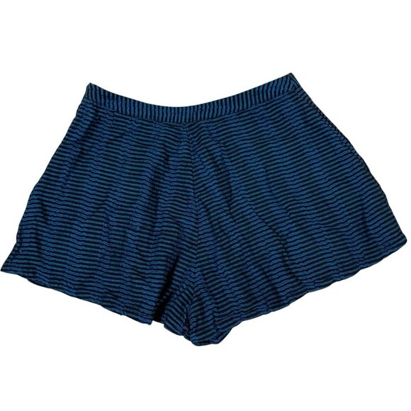 Free People Boho Striped High Waisted Casual Shorts Blue Black 6 Side Zip - Picture 2 of 4